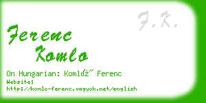 ferenc komlo business card